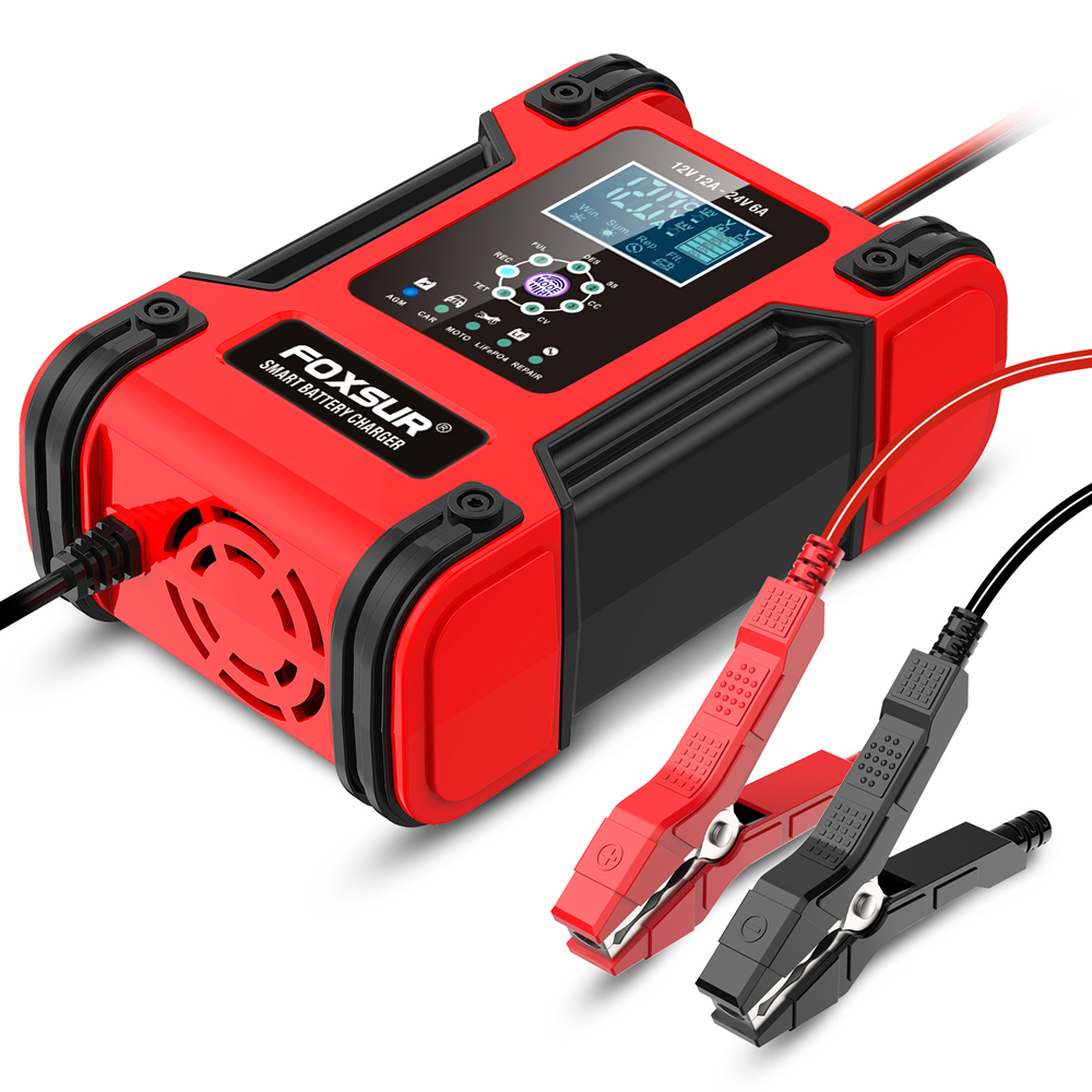 Redresor Baterii Auto și Moto Foxsur, 7 Etape, 12V/24V, 6A/12A, Lithium și Lead-Acid, cu Funcție de Reparare [5]