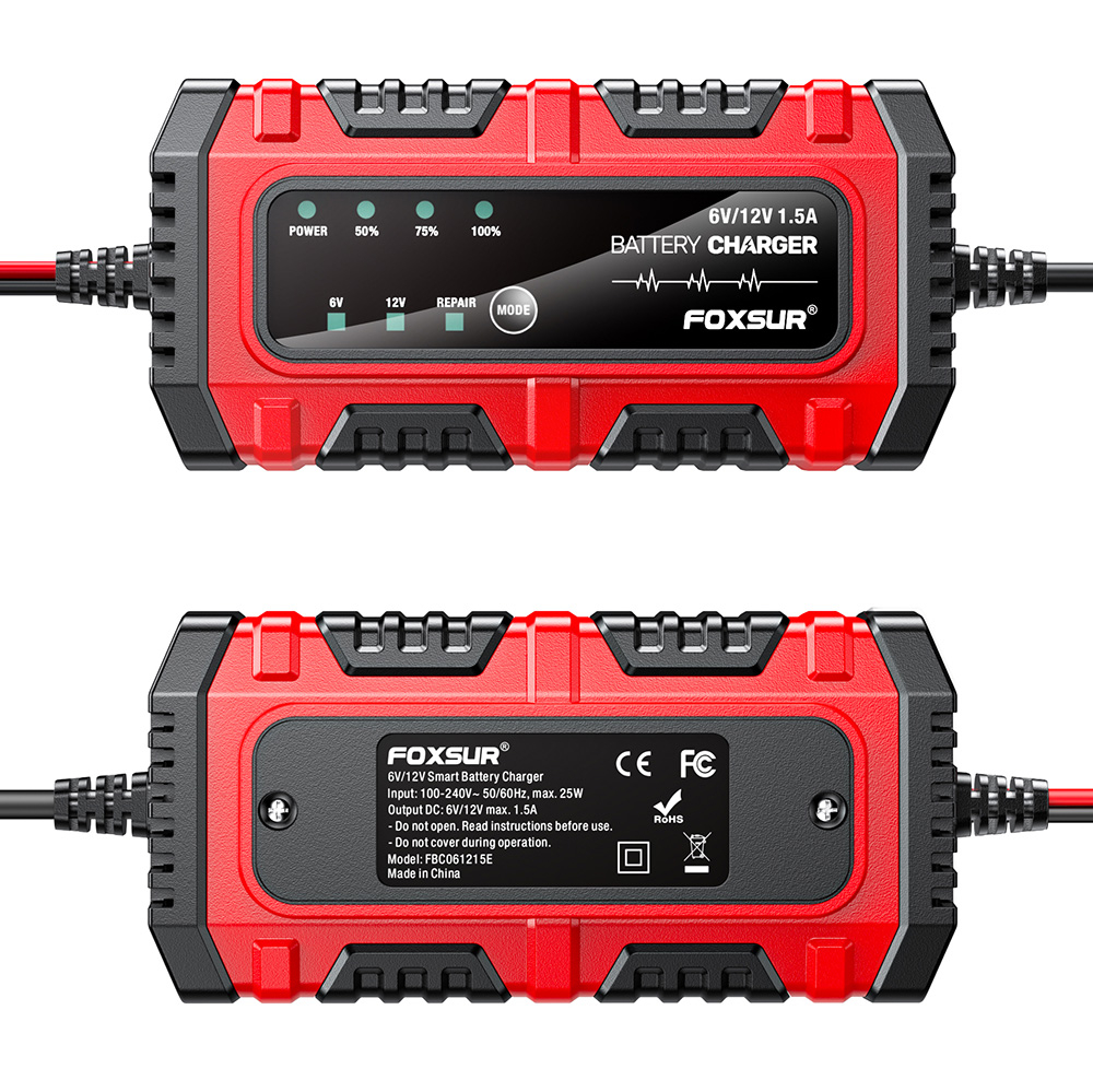 Redresor Inteligent 6V/12V 1.5A pentru Mentenanță și Încărcare Trickle, Baterii Moto și Auto FOXSUR [3]