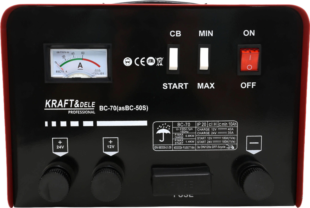 Redresor Profesional 12V/24V cu Funcție de Pornire 180A, pentru Baterii 20-500Ah, Ampermetru Integrat [12]
