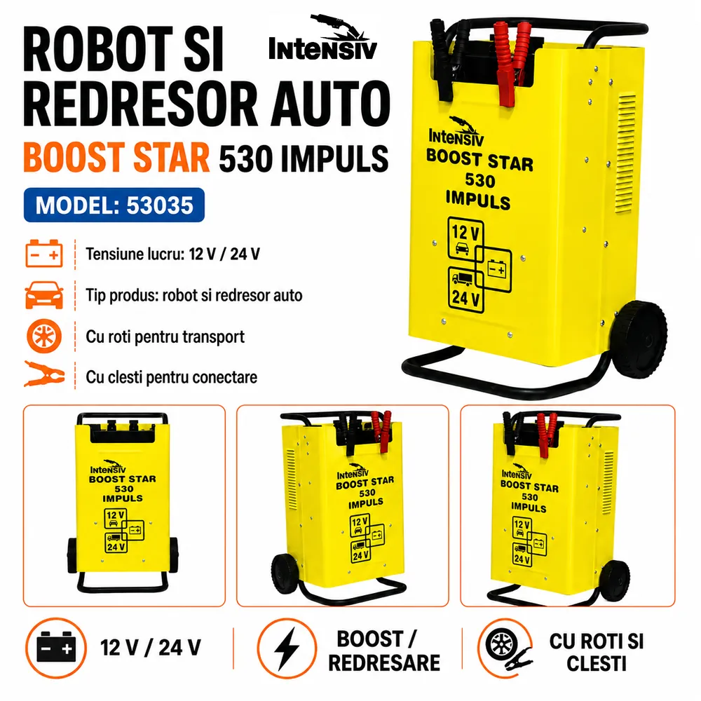 Robot de pornire și redresor auto 12/24 V, curent demaraj 360 A, încărcare rapidă și temporizator, BOOST STAR 530 IMPULS [4]