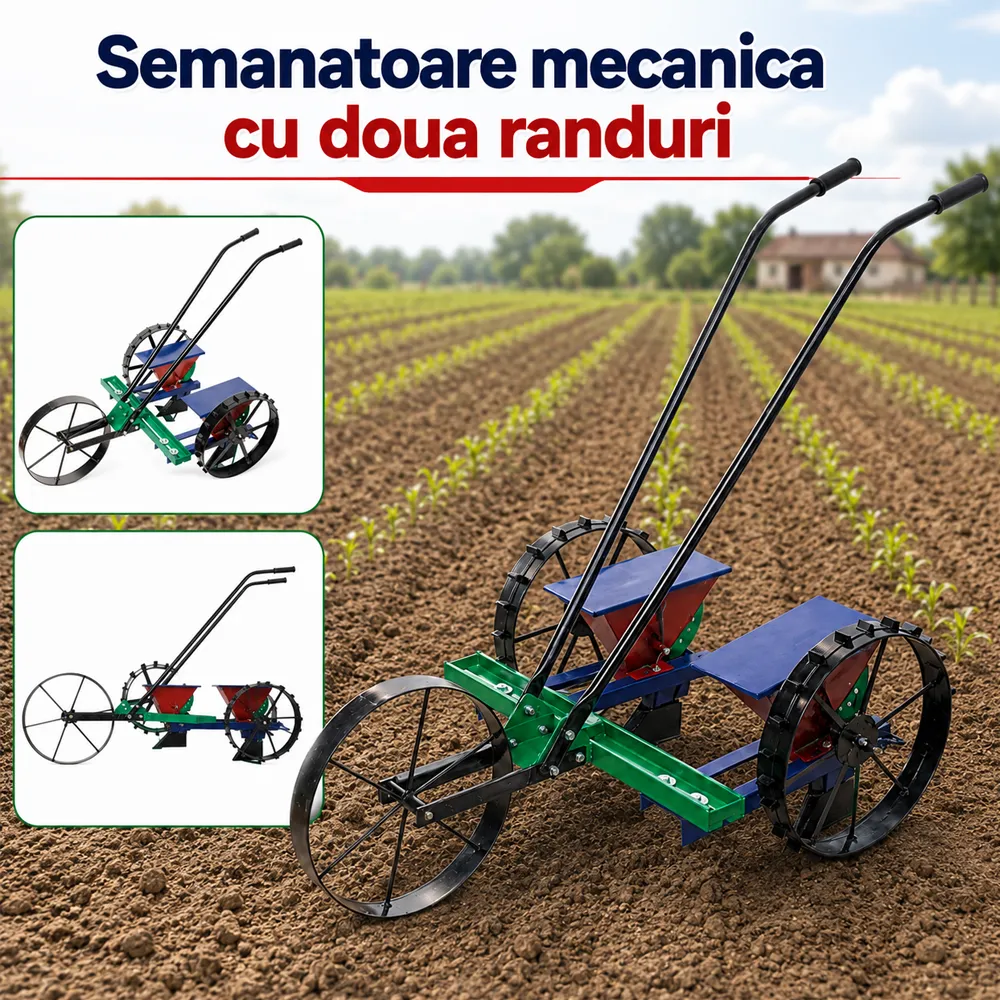Semănătoare mecanică pe două rânduri, adâncime 10–50 mm, lățime 280 mm, VINITA [3]