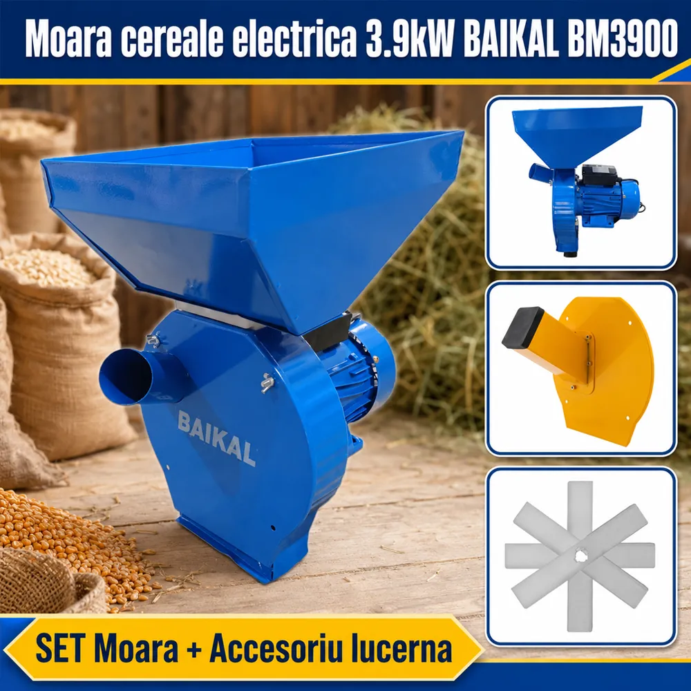 SET: Moară electrică BM3900 pentru cereale și porumb, 3900W, 240 kg/h + Accesoriu Lucernă [5]