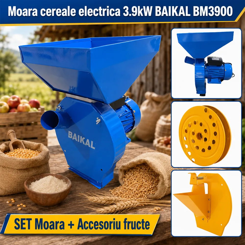 SET: Moară electrică BM3900 pentru cereale și porumb, 3900W, 240 kg/h + Accesoriu Fructe [5]