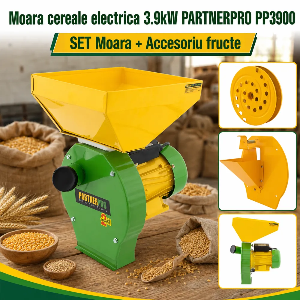 SET: Moară electrică PP3900 pentru cereale și porumb, 3900W, 240 kg/h + Accesoriu Fructe [6]