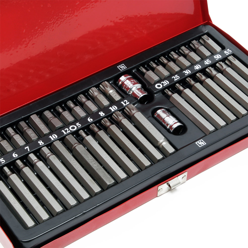 Set Trusă Biti Torx Profesională, 40 Piese, Oțel Chrome-Vanadium (Cr-V), cu Adaptoare și Cutie Metalică de Transport [6]