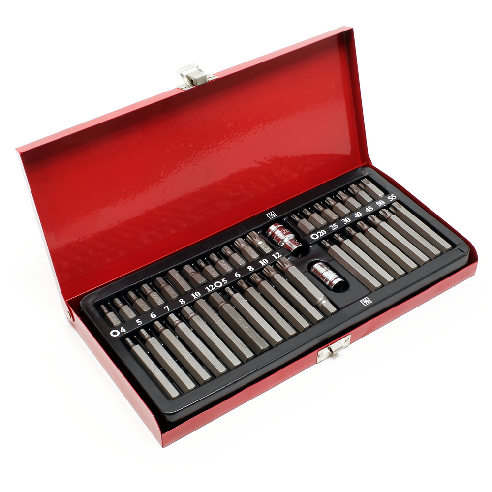 Set Trusă Biti Torx Profesională, 40 Piese, Oțel Chrome-Vanadium (Cr-V), cu Adaptoare și Cutie Metalică de Transport [8]