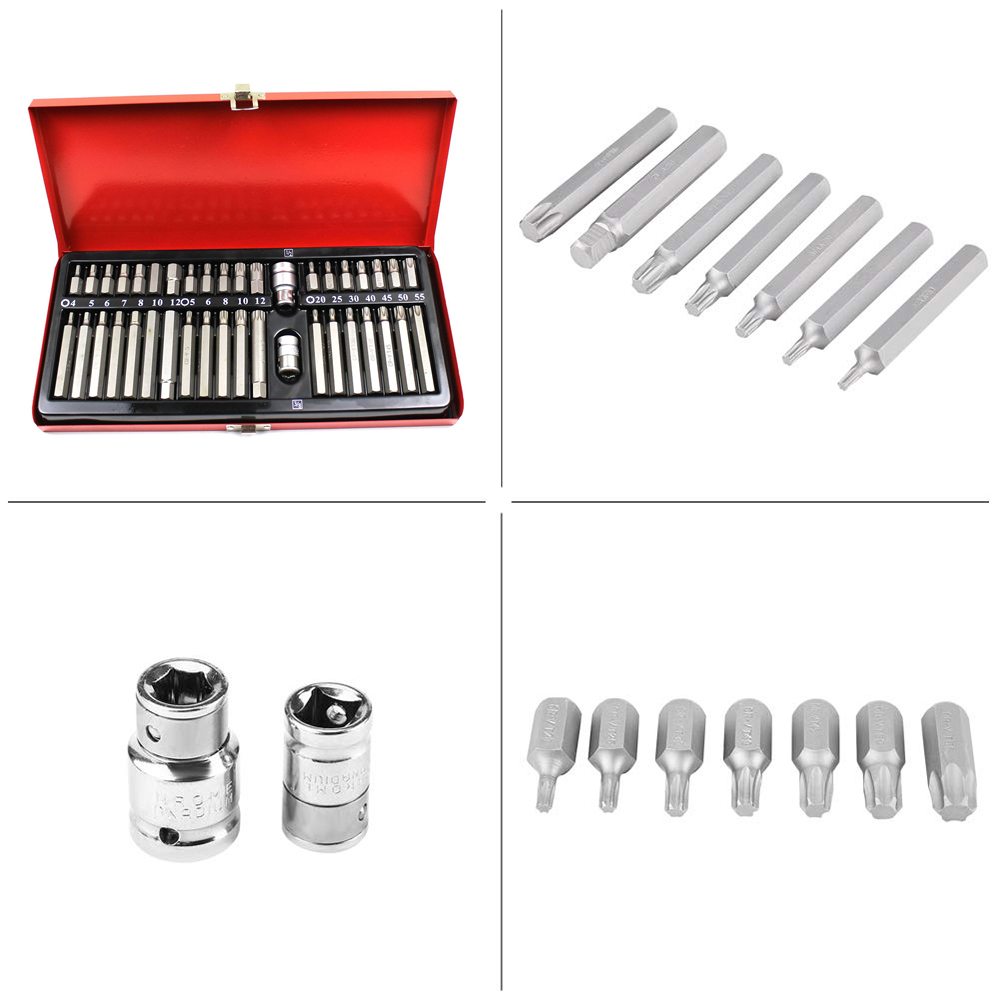 Set Trusă Biti Torx Profesională, 40 Piese, Oțel Chrome-Vanadium (Cr-V), cu Adaptoare și Cutie Metalică de Transport [2]