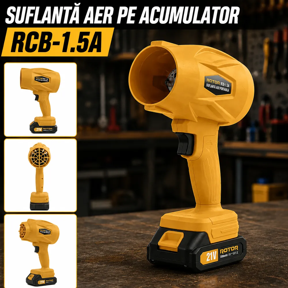Suflantă aer pe acumulator 21V, 315W, 45 m/s, cu acumulator inclus, RCB-1.5A [4]