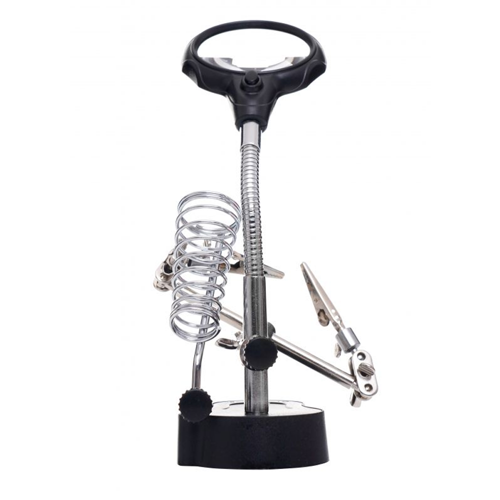 Suport pentru lipit cu lupă și LED, 2,5x / 12x, brațe cu cleme crocodil, KD10455 [4]