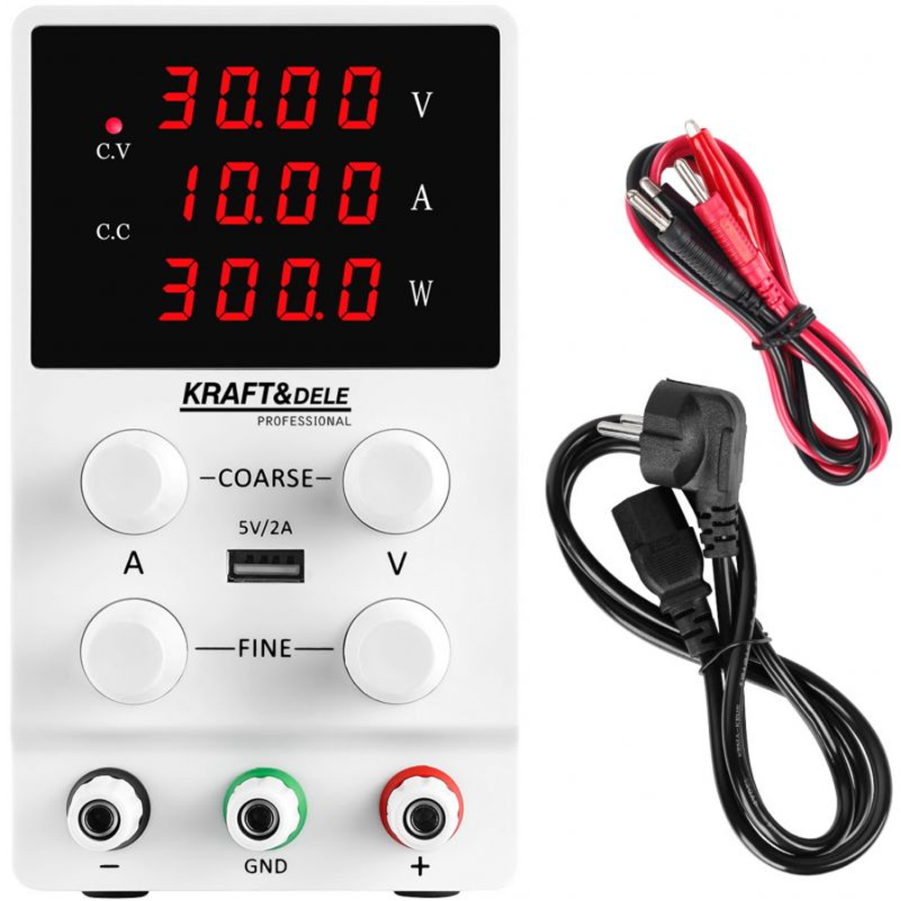 Sursă de alimentare de laborator reglabilă 0–30 V, 0–10 A, eficiență >85%, KD5870 [3]