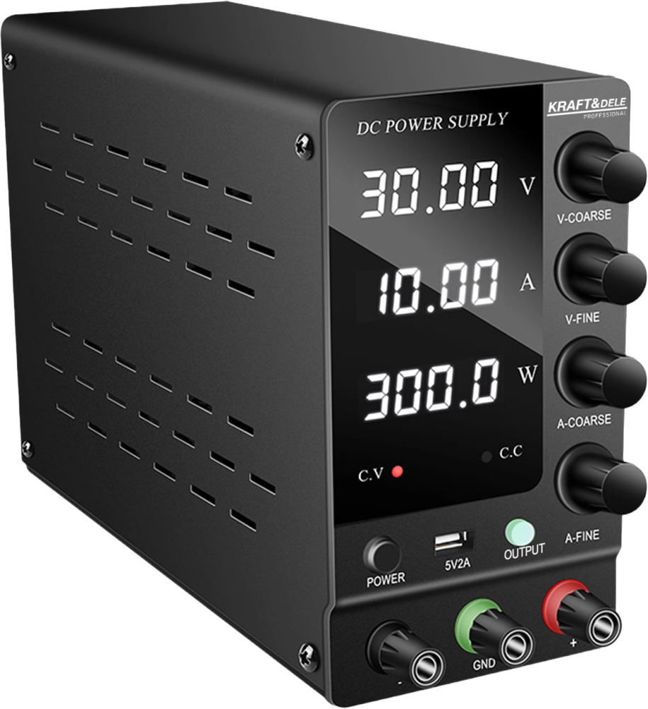 Sursă de Alimentare de Laborator Reglabilă 0-30V, 0-10A, Afișaj Digital Tensiune/Curent/Putere și Port USB 2A [5]