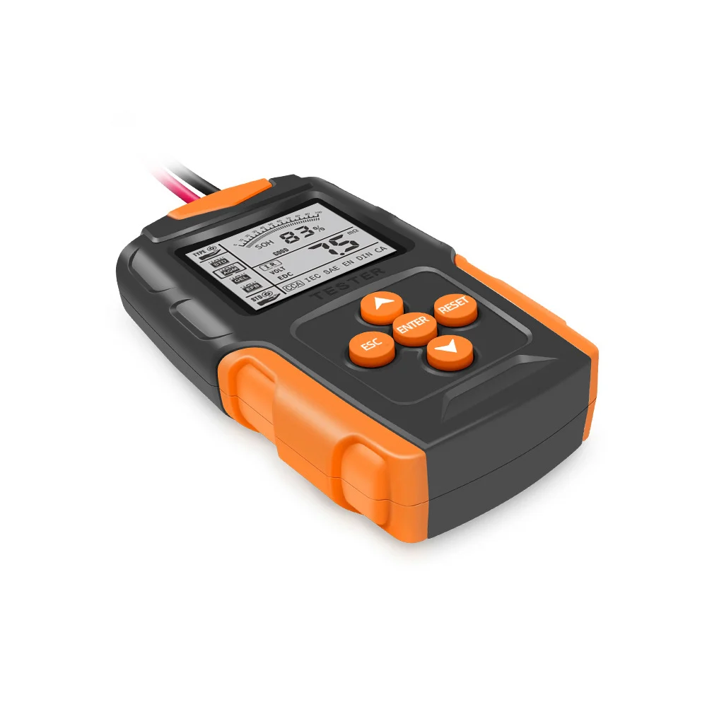 Tester de baterie auto 12V/24V, 100-2000 CCA 2Ah-220 Ah, analizor digital baterie pentru masini, camioane, motociclete, SUV-uri, barci [3]