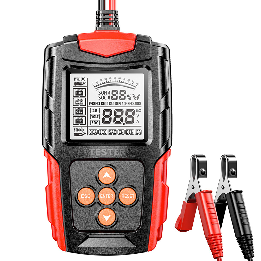 Tester digital baterii 12/24 V, 3–200 Ah, afișaj LCD 2,7", cablu 650 mm [4]