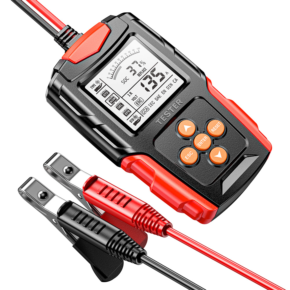 Tester digital baterii 12/24 V, 3–200 Ah, afișaj LCD 2,7", cablu 650 mm [3]