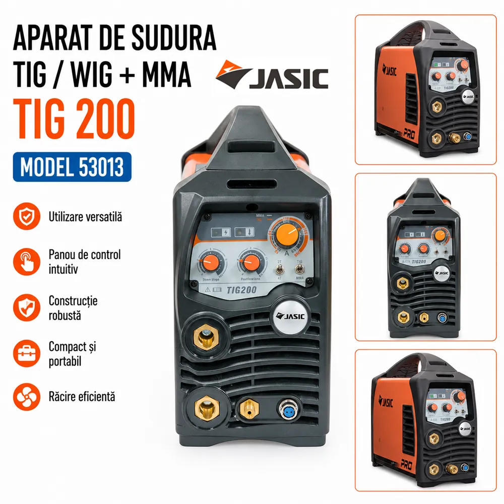 Aparat de sudură TIG/WIG și MMA 200A, amorsare HF, mod 2T/4T și pistolet TIG inclus, TIG 200 [3]
