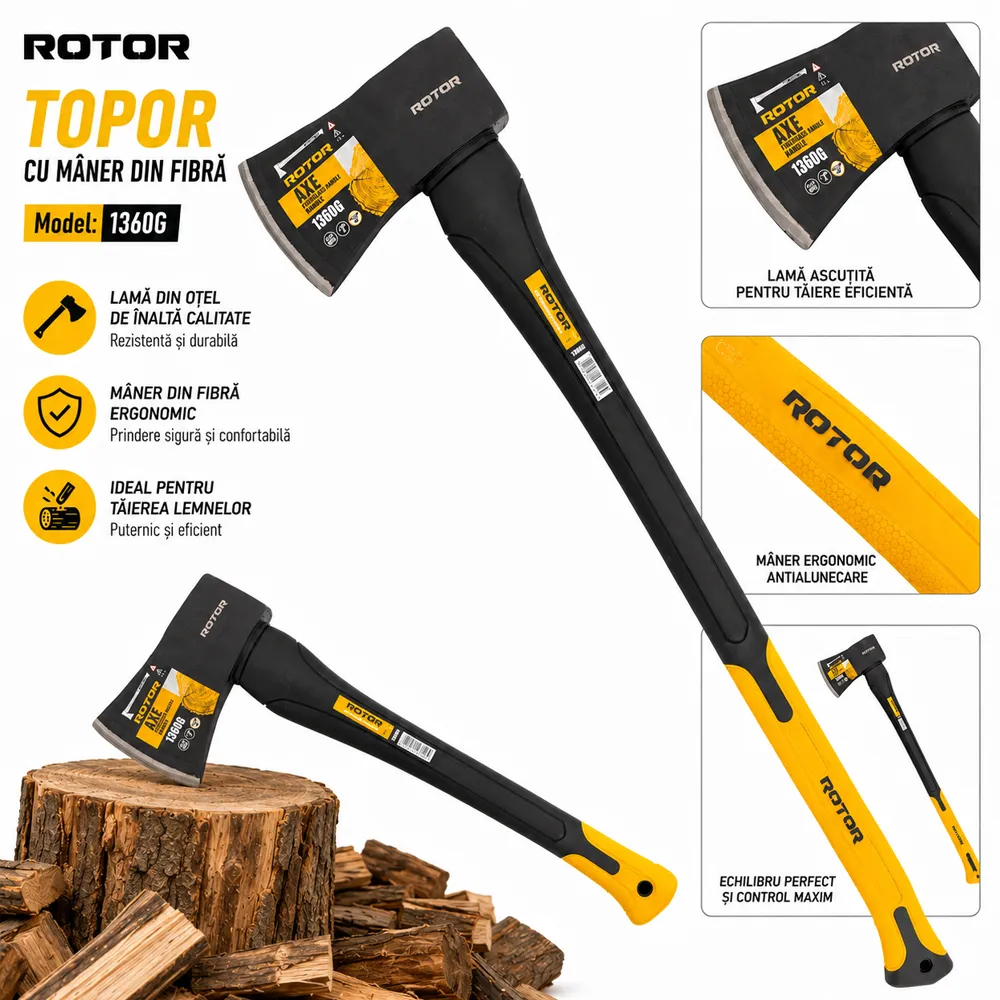Topor 1360 g cu mâner din fibră, lungime 73 cm [4]