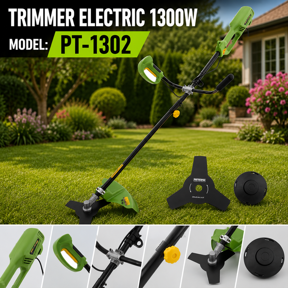Trimmer electric 1300W, 220–240V, 7000 rot/min, lățime tăiere 380 mm, PT-1302 [6]