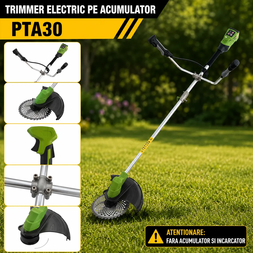 Trimmer pe acumulator 20V, diametru tăiere 300 mm, 5500–7500 rpm, PTA30 [Fără acumulator și încărcător] [6]