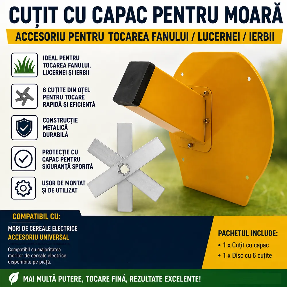 Cuțit cu capac pentru mori de cereale, accesoriu pentru fân, lucernă și iarbă [2]