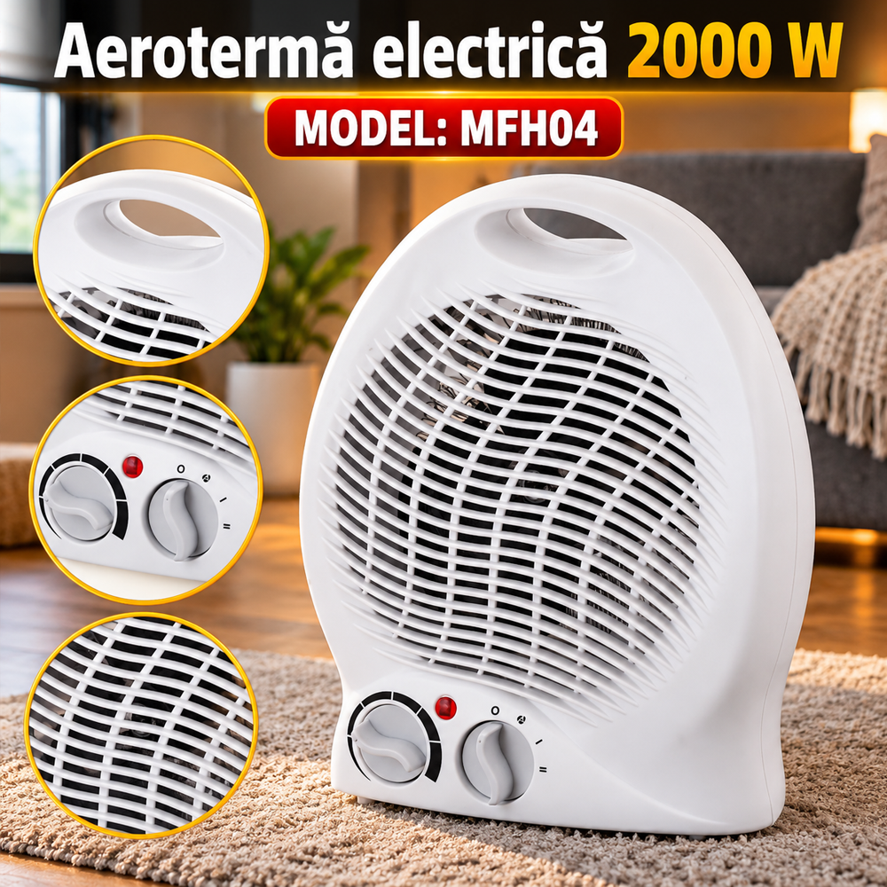 Aerotermă electrică 2000 W, 2 trepte de putere, pentru spații de până la 20 m², MFH04 [1]
