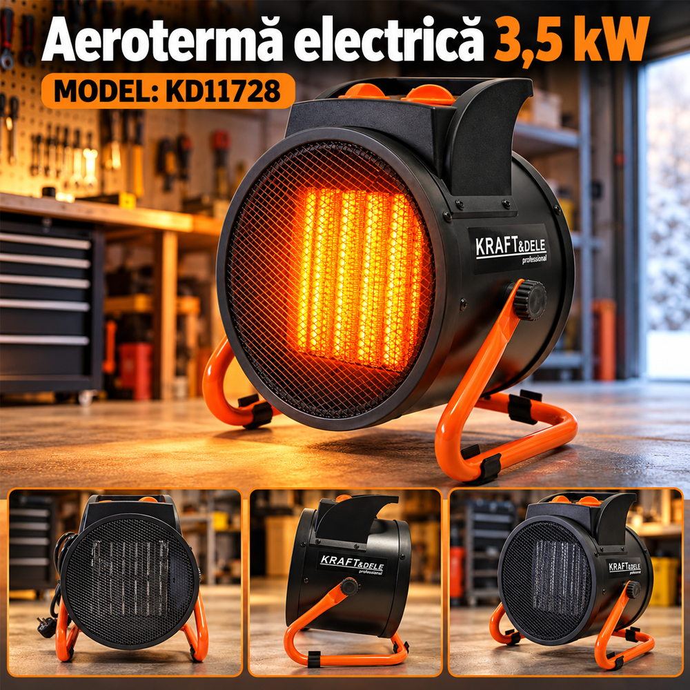 Aerotermă electrică 3,5 kW, 230 V, 3 trepte, termostat, protecție la supraîncălzire, KD11728 [4]
