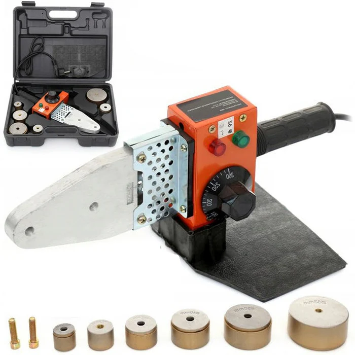 Unelte si scule electrice - Aparat de Lipit Țevi PPR, 1500W, Plită 50-300°C, Set 6 Bacuri (20-63 mm)