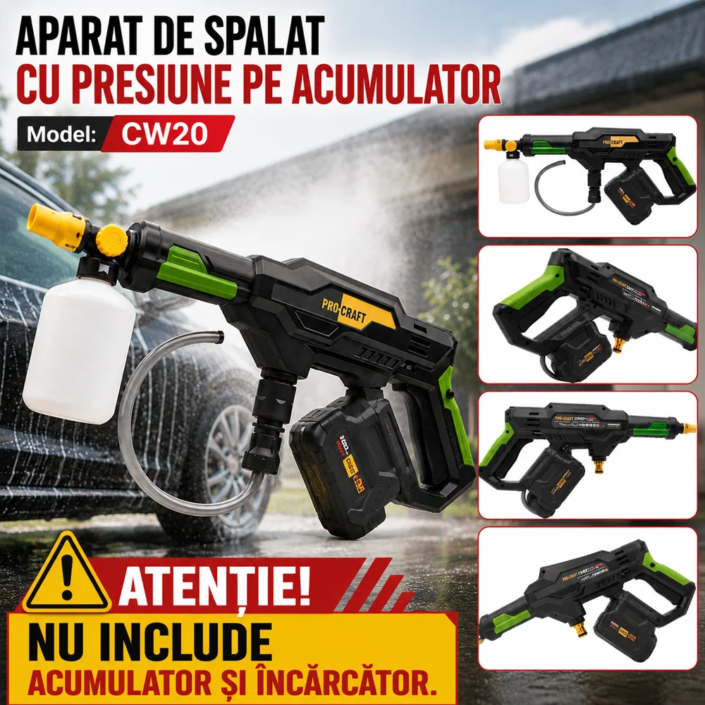 Aparat de spălat cu presiune pe acumulator 20V, 30 bar, CW20 [Fără acumulator și încărcător] [4]