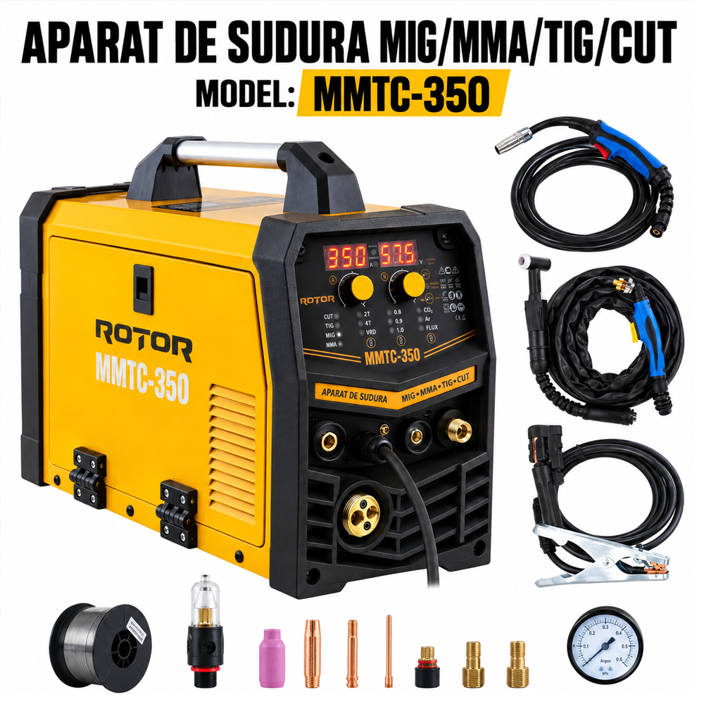 Aparat de sudură 4 în 1 MIG/MMA/TIG/CUT, 15–350A, 220–240V, dublu display, MMTC-350 [8]
