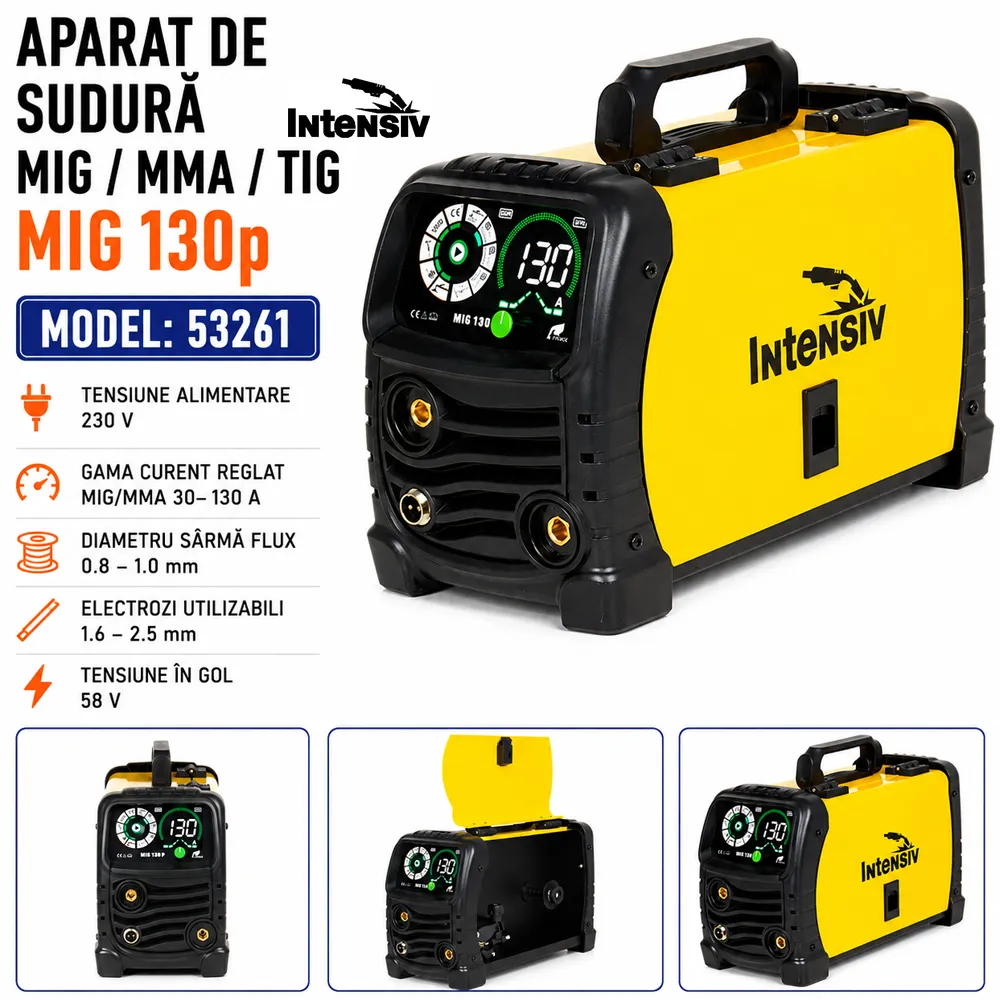 Aparat de sudură multiproces 130 A, MIG-MAG, MMA și TIG LIFT, sârmă FLUX 0,8–1,0 mm, MIG 130p [3]