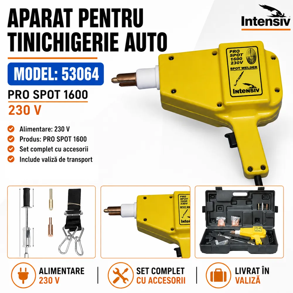 Aparat pentru îndreptat tabla auto, 1600 A, alimentare 230 V, sudare cuie și șaibe, PRO SPOT 1600 [3]