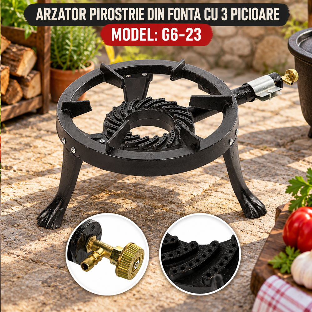 Arzător pe gaz / Pirostrie rotundă din fontă, 1 foc, diametru 35 cm, înălțime 19,5 cm, G6-23 [3]