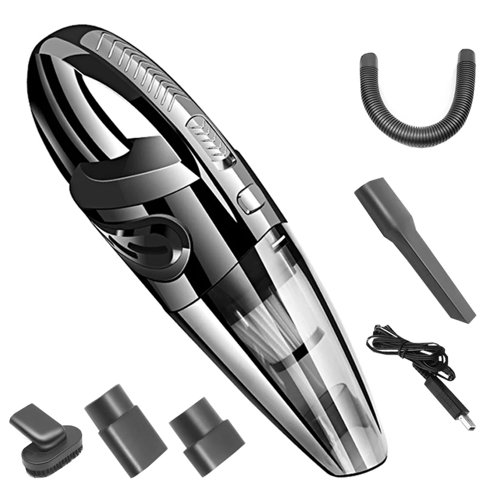 Oferta zilei - Aspirator auto sau uz caznic, aspirare umed-uscata, cu acumulator incorporata 2200 mAh, accesoriu pentru spati inguste, perie curatare, putere 120W