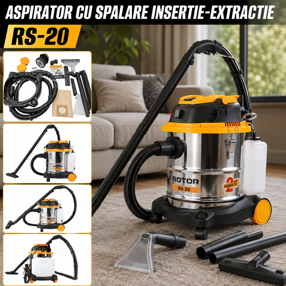 Aspirator injecție-extracție 1600W, 20 L, rezervor detergent 3,5 L, RS-20 [4]
