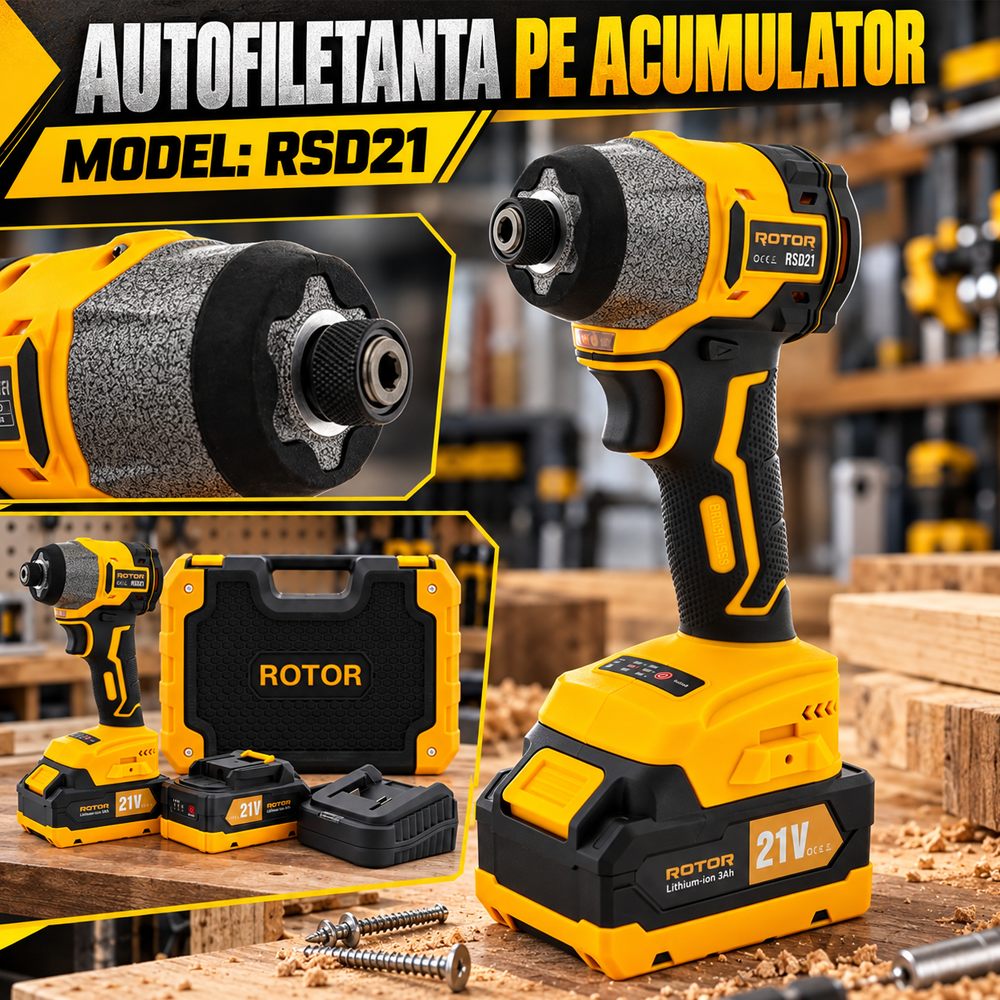 Autofiletantă cu impact pe acumulator 21V 3Ah, Brushless, 240 Nm, 2 acumulatori, RSD21 [8]
