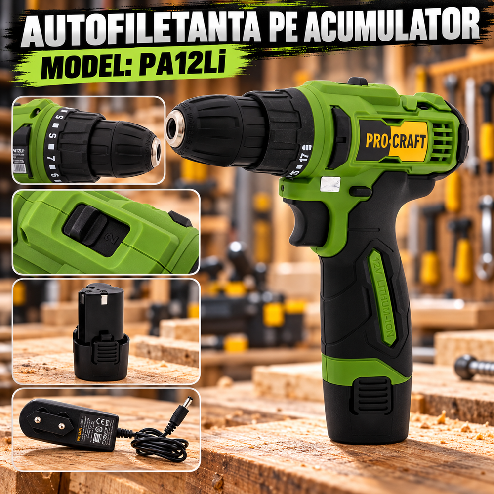 Autofiletantă pe acumulator 12V 1,5Ah, 20 Nm, 2 viteze, 2 acumulatori, PA12Li [7]