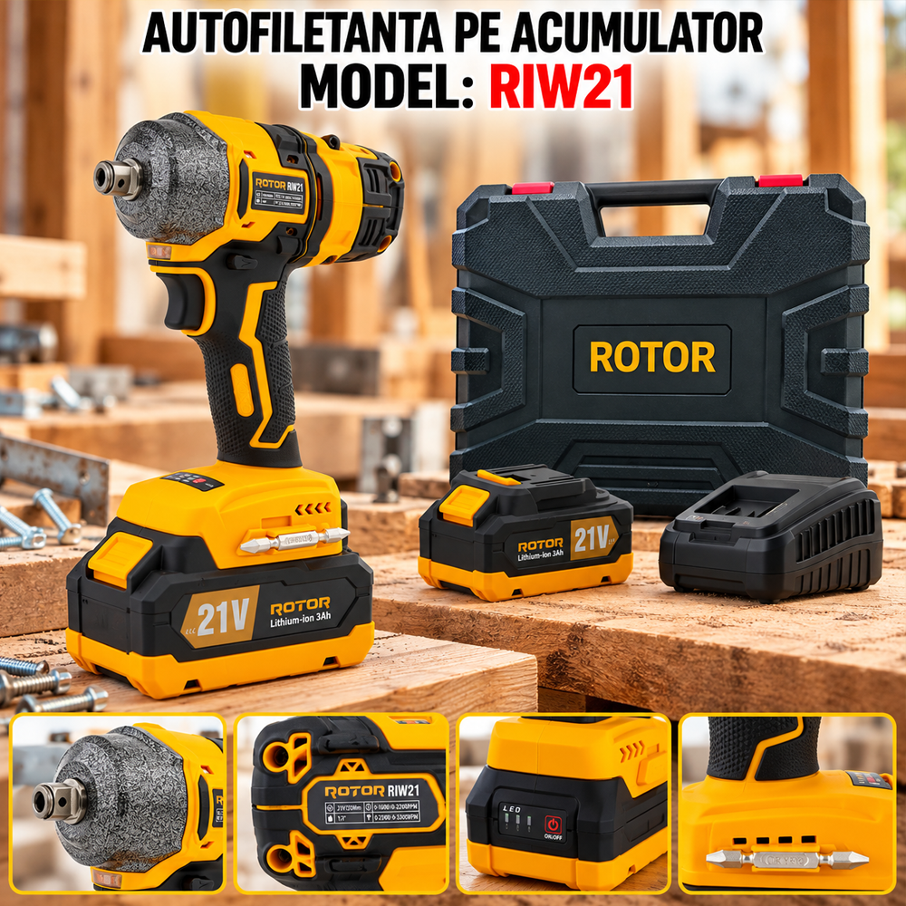 Autofiletantă cu impact pe acumulator 21V 3Ah, Brushless, 320 Nm, 2 acumulatori, RIW21 [8]