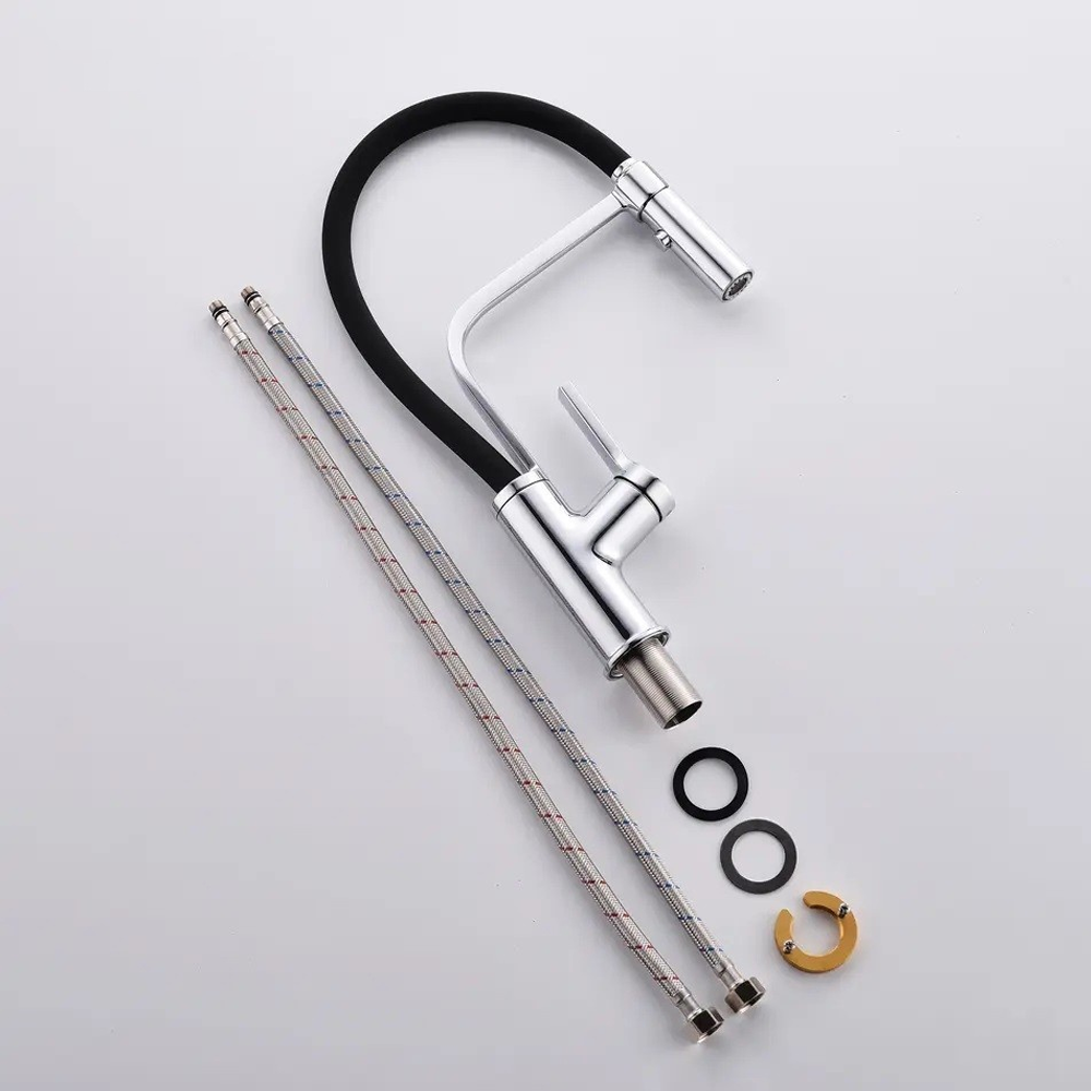 Baterie de bucătărie flexibilă, duș extractabil, 2 funcții de curgere, extensie 50 cm, inox, ANDRA (5 ANI GARANȚIE) [2]