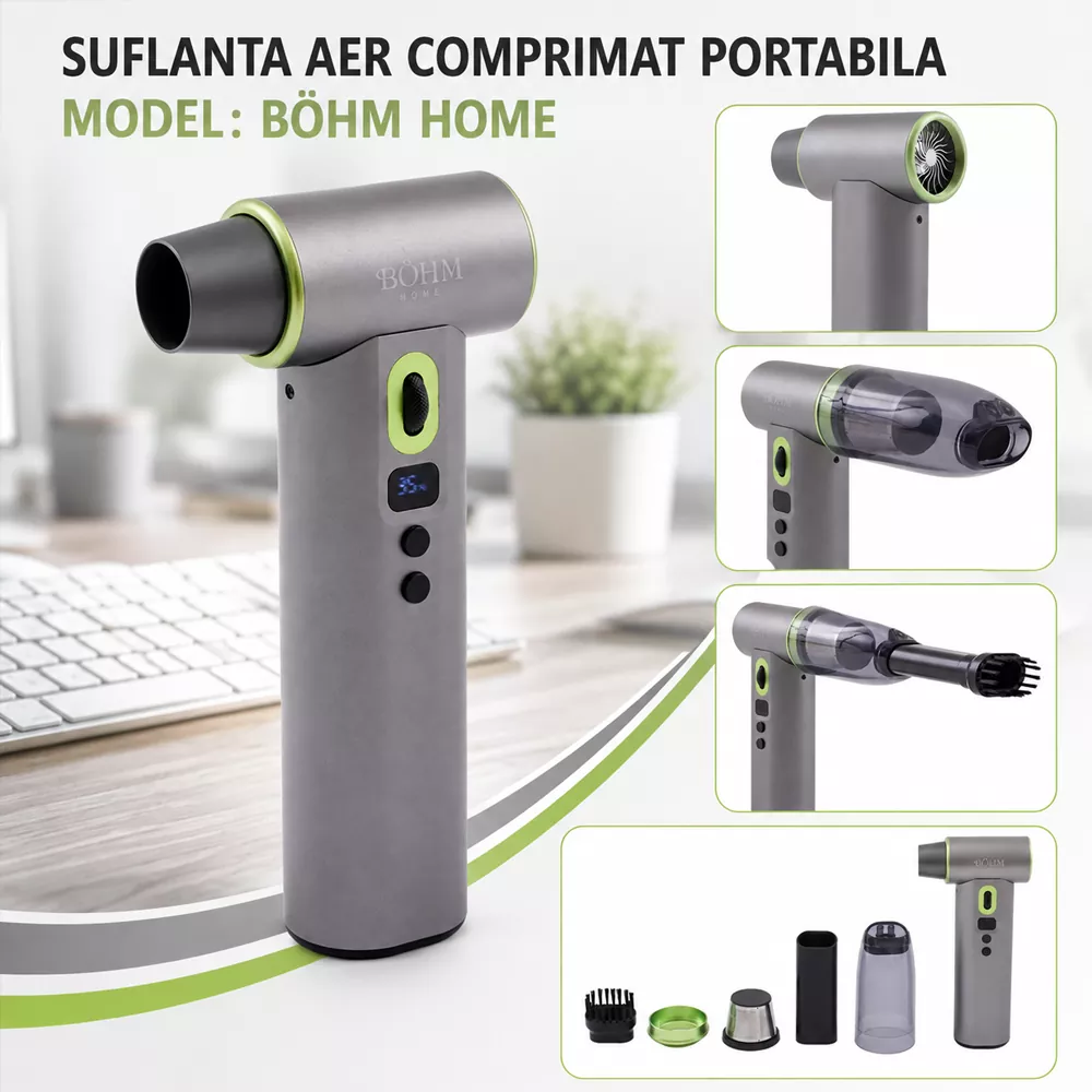 Suflantă aer comprimat portabilă 420W, 60 m/s, acumulator 16000mAh, 12 trepte, BLFS-04 [5]