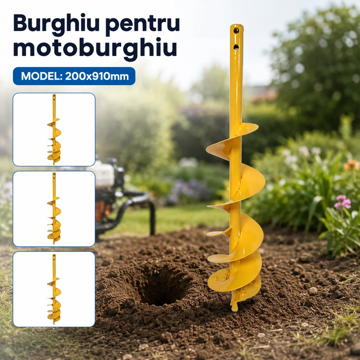 Burghiu pentru motoburghiu 200 x 910 mm, pentru forat pământ [1]