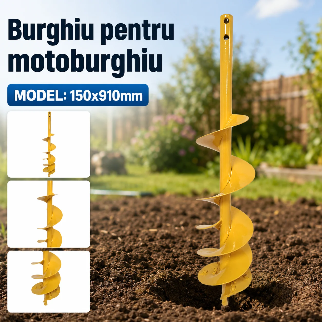 Burghiu pentru motoburghiu 150 x 910 mm, pentru forat pământ [1]