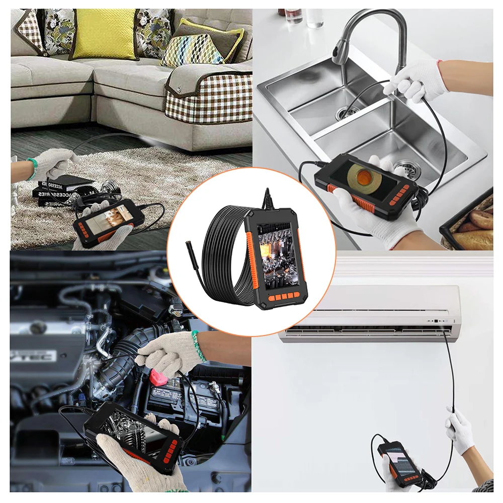 Camera Endoscop industrial, 4.3'', 1080P, 5M, LED, 2600mAh, Impermeabil, Negru/Portocaliu [1]