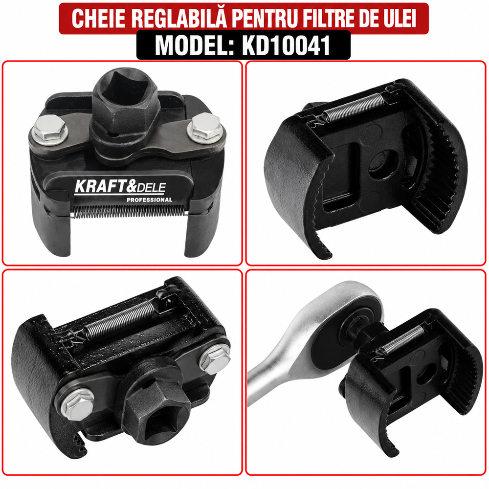 Cheie reglabilă pentru filtre de ulei, 60–80 mm, prindere 1/2", KD10041 [4]