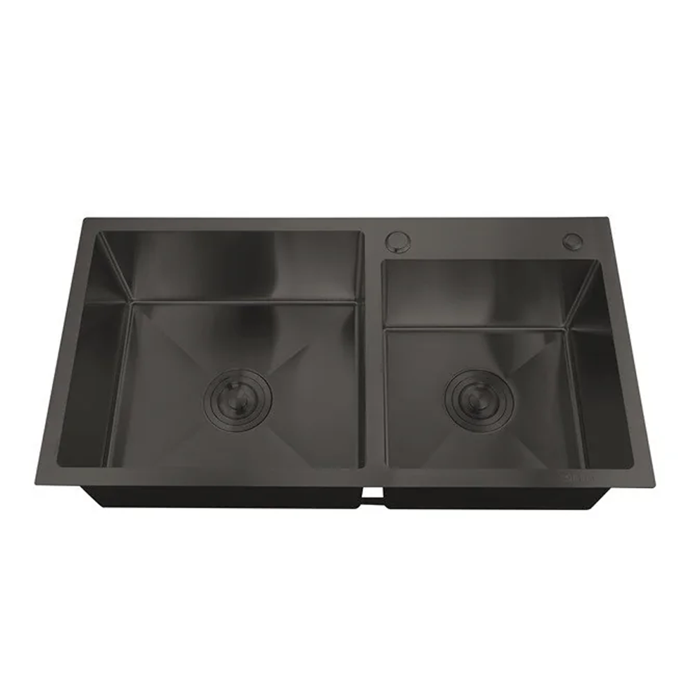 Chiuvete, Baterii Sanitare și Accesorii - Chiuvetă de bucătărie din inox, 780 × 490 mm, cuvă 215 mm, neagră, HM7849D-215