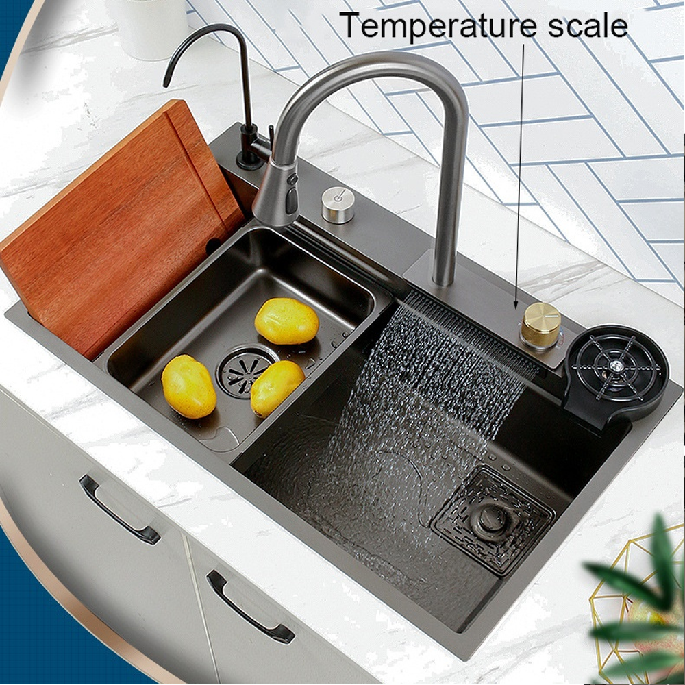 Chiuvetă de bucătărie multifuncțională handmade din inox AISI 304, 680 x 500 mm, cu baterie și accesorii, HD6850 (5 ANI GARANȚIE) [4]