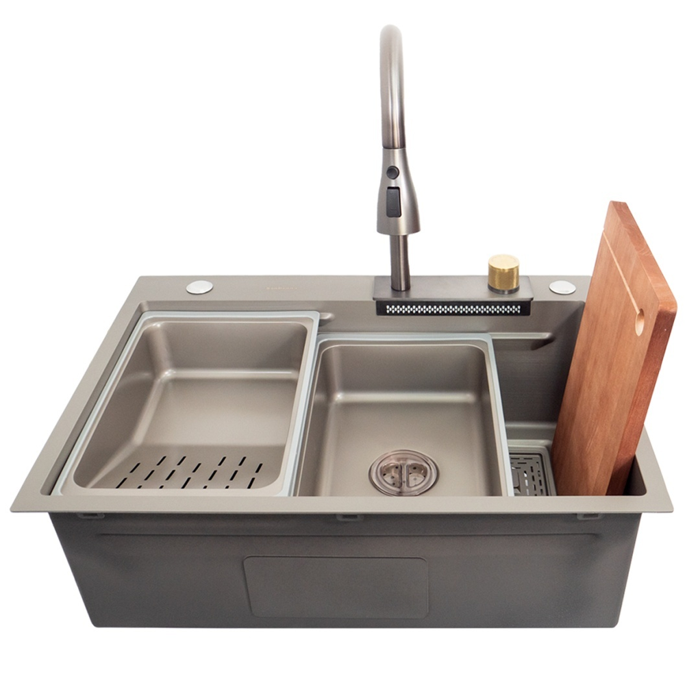 Chiuvetă de bucătărie multifuncțională handmade din inox AISI 304, 680 x 500 mm, cu baterie și accesorii, HD6850 (5 ANI GARANȚIE) [1]