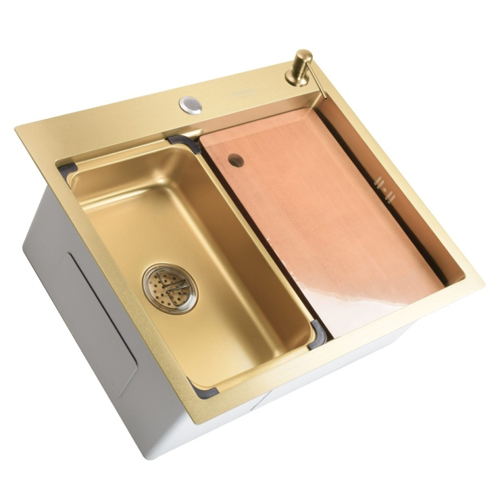 Chiuvetă de bucătărie multifuncțională din inox, 600 x 500 x 230 mm, cu tăviță, tocător și dispenser, HD6050 (5 ANI GARANȚIE) [1]