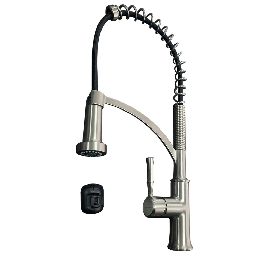 Baterie de bucătărie cu duș flexibil cu arc, 2 funcții de curgere, extensie 60 cm, inox, MONA (5 ANI GARANȚIE) [2]