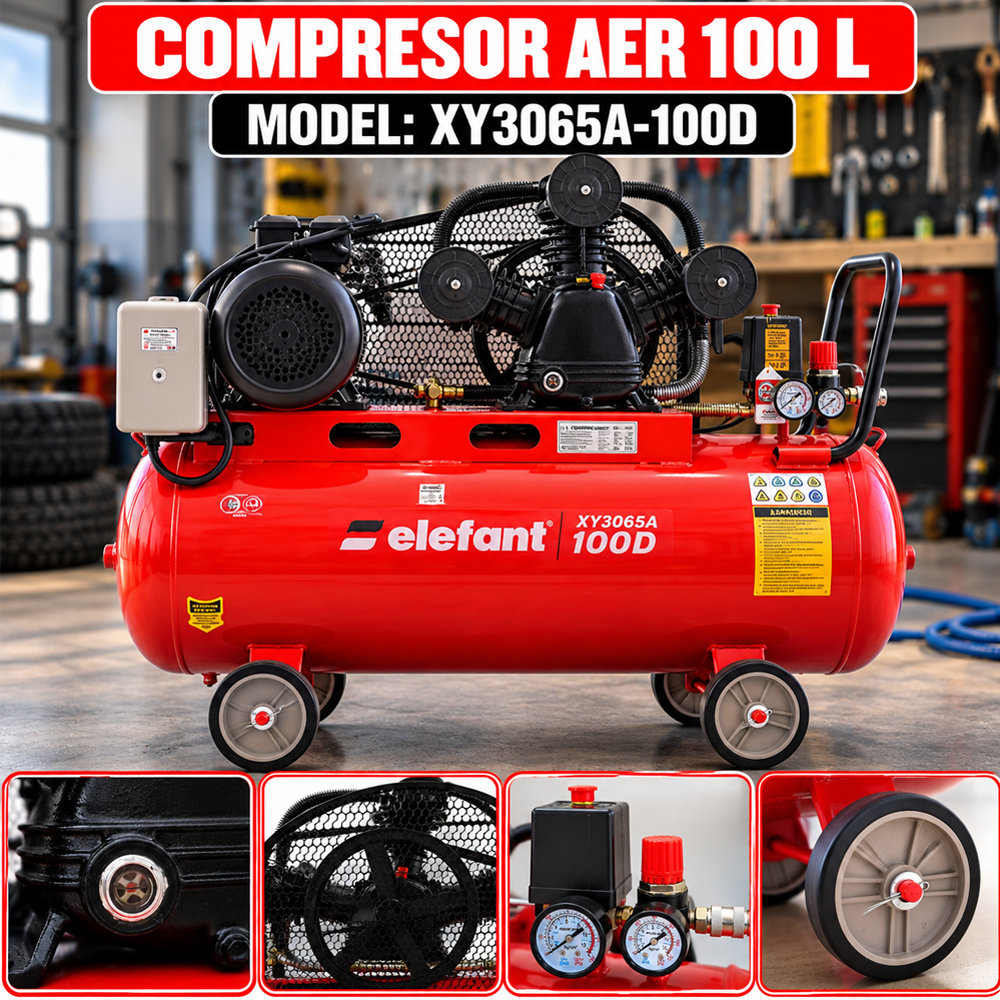 Compresor aer 100 L, 4 CP, 8 bar, 220 V, debit 0,5 m³/min, XY3065A-100D [8]