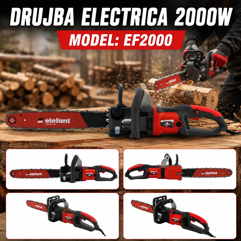 Drujbă electrică 2000W, lamă 40 cm, 5100 RPM, lanț 3/8", ungere automată, EF2000 [4]