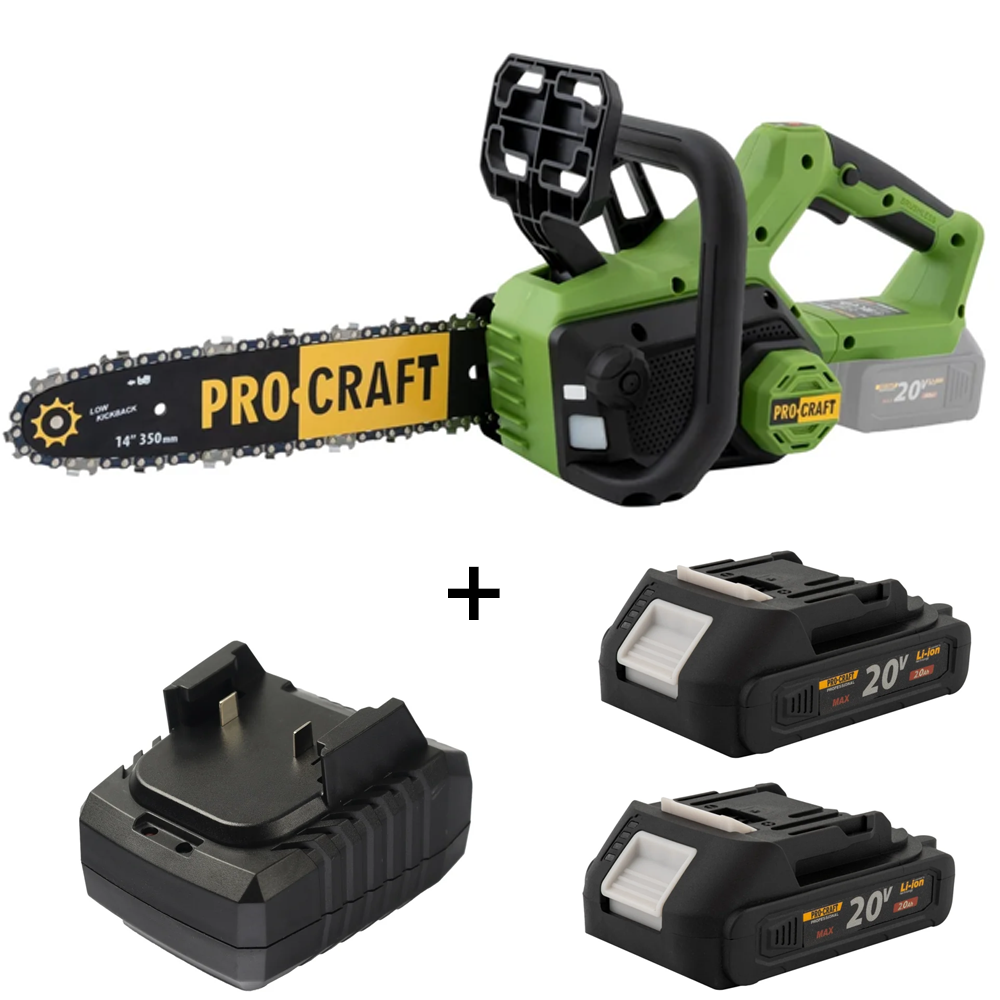 Drujbe electrice - SET: Drujbă pe acumulator 20V, motor Brushless, lamă 30 cm / 12", lanț 8 m/s, PKA60 [Include: Doi acumulatori și încărcător]